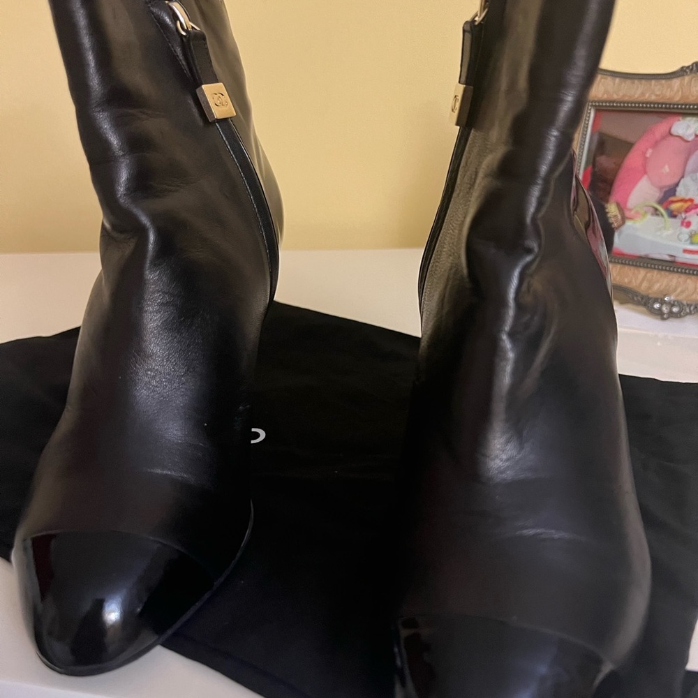 CHANEL Black Leather Ankle Booties